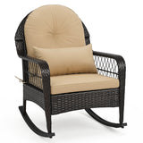 Outdoor Wicker Rocking Chair with Anti-Tip Stoppers 400 LBS for Porch Deck