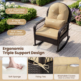 Outdoor Wicker Rocking Chair with Anti-Tip Stoppers 400 LBS for Porch Deck