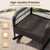 Outdoor Wicker Rocking Chair with Anti-Tip Stoppers 400 LBS for Porch Deck