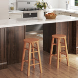 24-Inch Outdoor Wood Bar Stools Set of 2 with Round Seat and Footrest