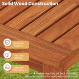 Outdoor Wood Bench 2-Person Backless Patio Garden Bench with Slatted Seat