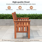 Outdoor Wood Garden Bench 2-Person Patio Park Bench with Backrest Armrests and Slatted Seat