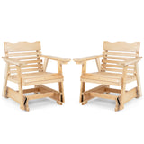 Outdoor Wood Rocking Chair with High Back and Widened Armrests