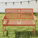Outdoor Wooden Bench 2-Person Patio Bench with Slatted Backrest and Seat
