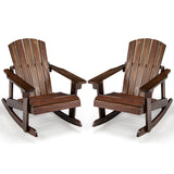 Outdoor Wooden Kid Adirondack Rocking Chair with Slatted Seat