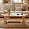 Oval Coffee Table 46 Inches Wooden Accent Table with Thickened Top