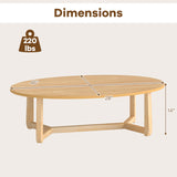 Oval Coffee Table 46 Inches Wooden Accent Table with Thickened Top