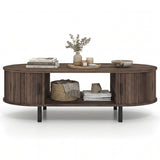 Oval Coffee Table 47.5inch Wooden Center Table with Storage