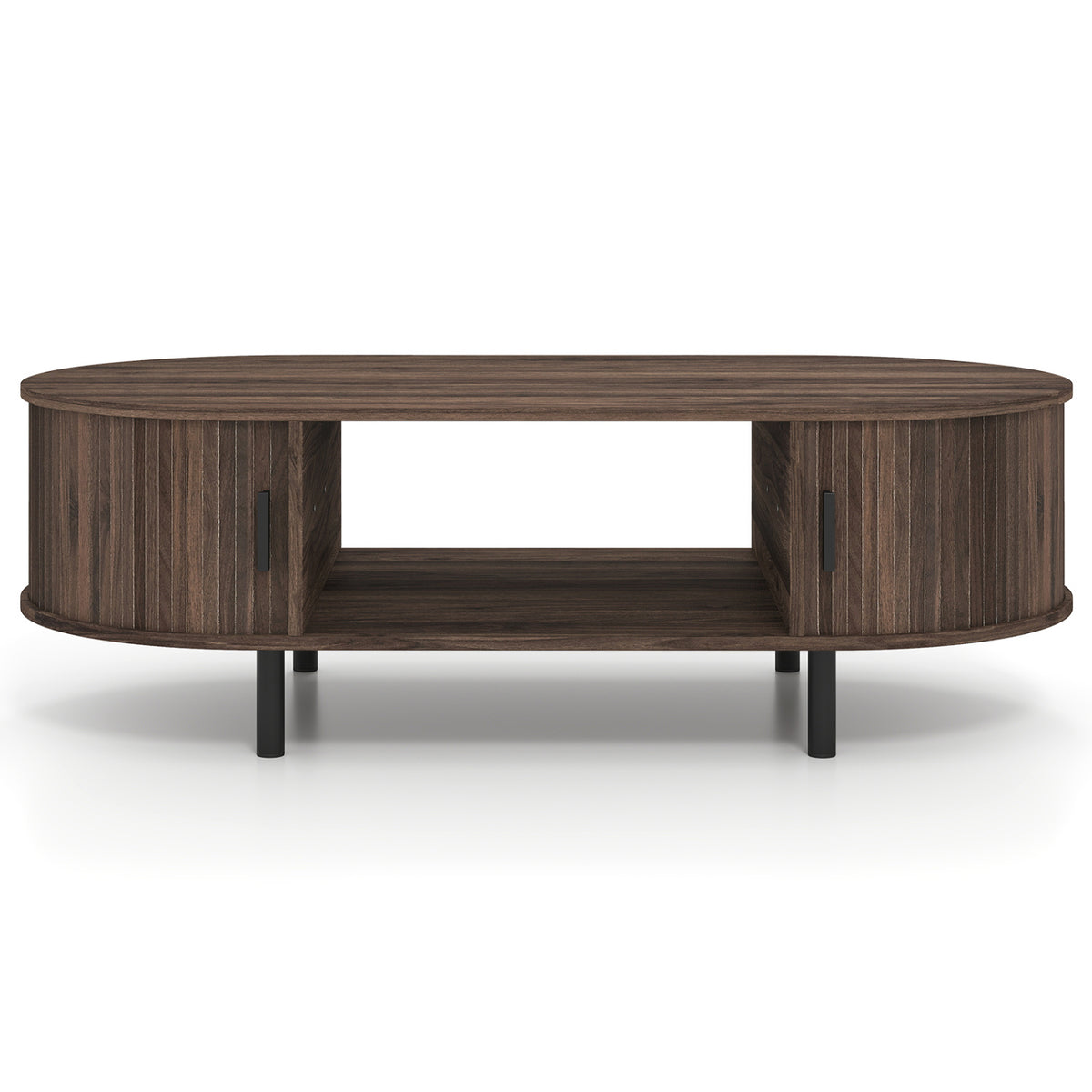 Oval Coffee Table 47.5inch Wooden Center Table with Storage