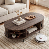 Oval Coffee Table 47.5inch Wooden Center Table with Storage