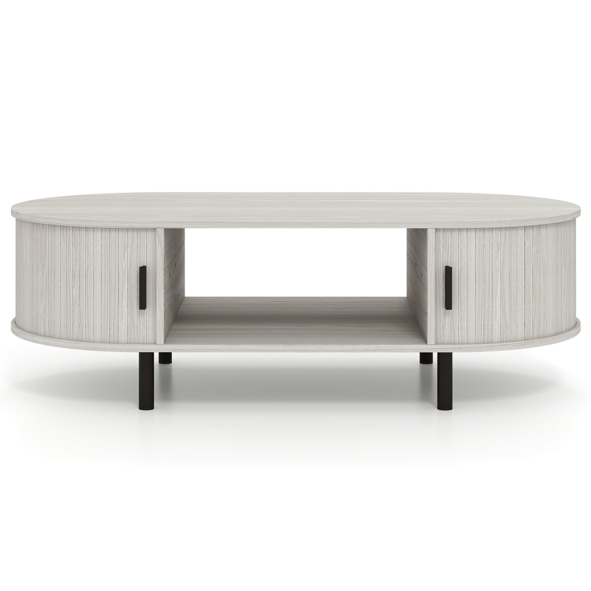 Oval Coffee Table 47.5inch Wooden Center Table with Storage