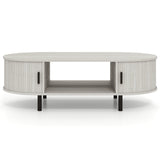 Oval Coffee Table 47.5inch Wooden Center Table with Storage