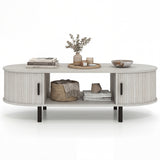 Oval Coffee Table 47.5inch Wooden Center Table with Storage