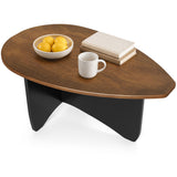 Oval Coffee Table Mid Century Modern Accent Table Low Profile Wooden Center Table