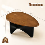 Oval Coffee Table Mid Century Modern Accent Table Low Profile Wooden Center Table