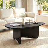 Oval Coffee Table Mid Century Modern Accent Table Low Profile Wooden Center Table