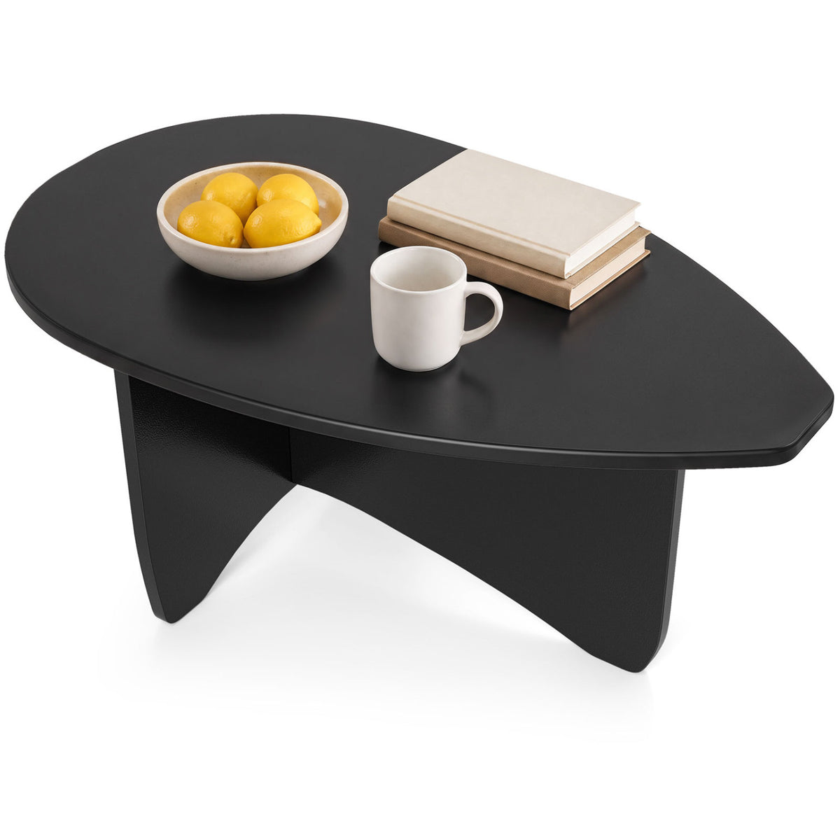 Oval Coffee Table Mid Century Modern Accent Table Low Profile Wooden Center Table