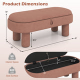 Oval Storage Ottoman Bench with Upholstered Seat for Bedroom