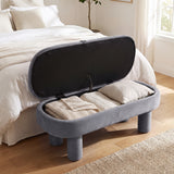 Oval Storage Ottoman Bench with Upholstered Seat for Bedroom