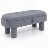Oval Storage Ottoman Bench with Upholstered Seat for Bedroom
