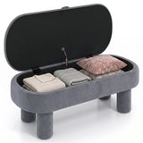 Oval Storage Ottoman Bench with Upholstered Seat for Bedroom