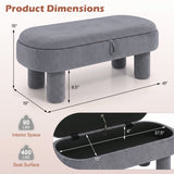 Oval Storage Ottoman Bench with Upholstered Seat for Bedroom