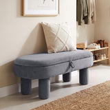 Oval Storage Ottoman Bench with Upholstered Seat for Bedroom