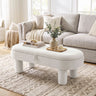 Oval Storage Ottoman Bench with Upholstered Seat for Bedroom