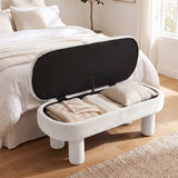 Oval Storage Ottoman Bench with Upholstered Seat for Bedroom