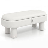 Oval Storage Ottoman Bench with Upholstered Seat for Bedroom