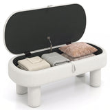Oval Storage Ottoman Bench with Upholstered Seat for Bedroom