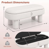 Oval Storage Ottoman Bench with Upholstered Seat for Bedroom