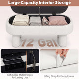 Oval Storage Ottoman Bench with Upholstered Seat for Bedroom