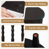 2-Tier Oval Side Table with Storage Shelf and Solid Wood Legs-Espresso