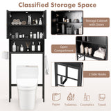Over The Toilet Storage Cabinet with 2 Doors and Adjustable Shelf