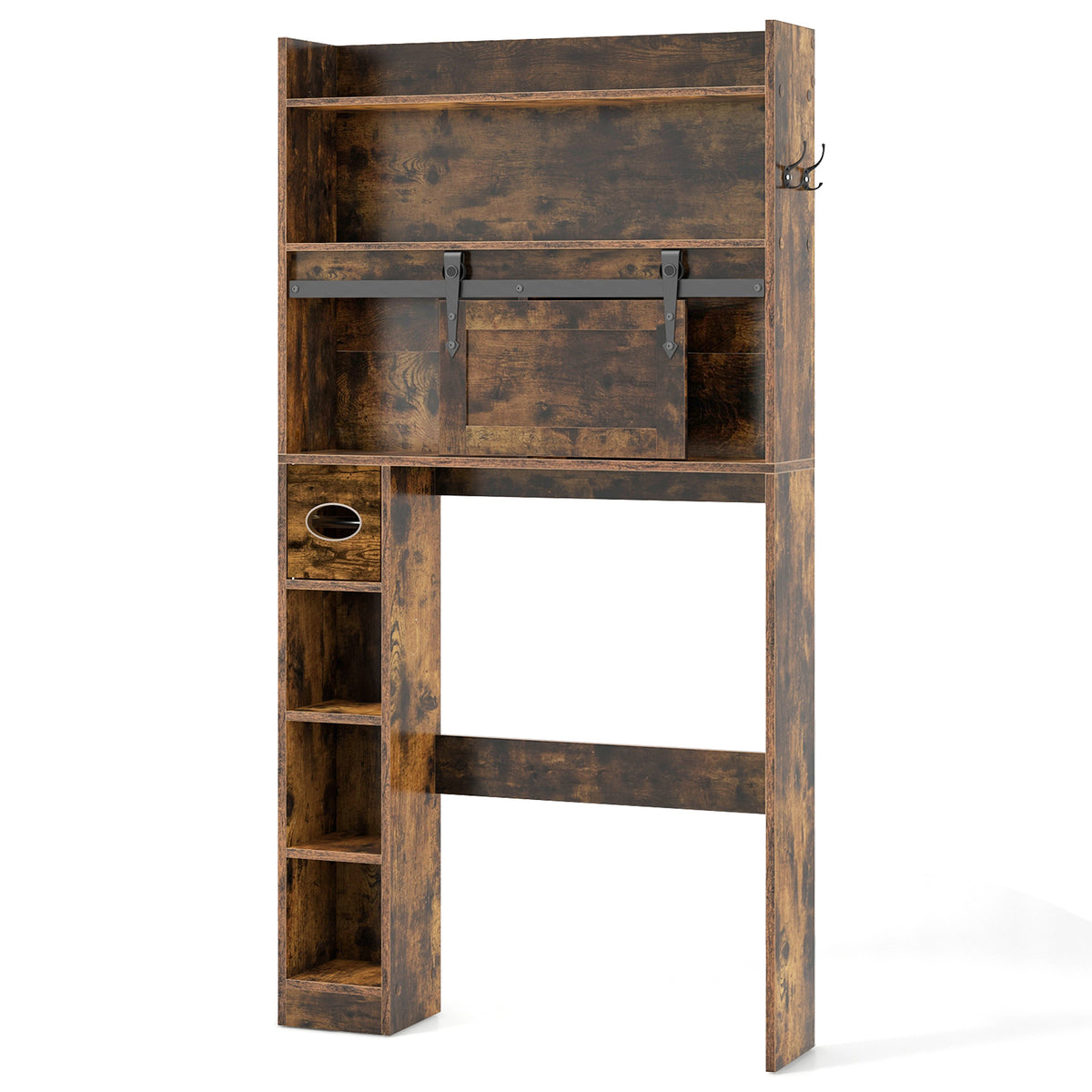 Over The Toilet Storage Cabinet with Sliding Barn Door and Adjustable Shelves