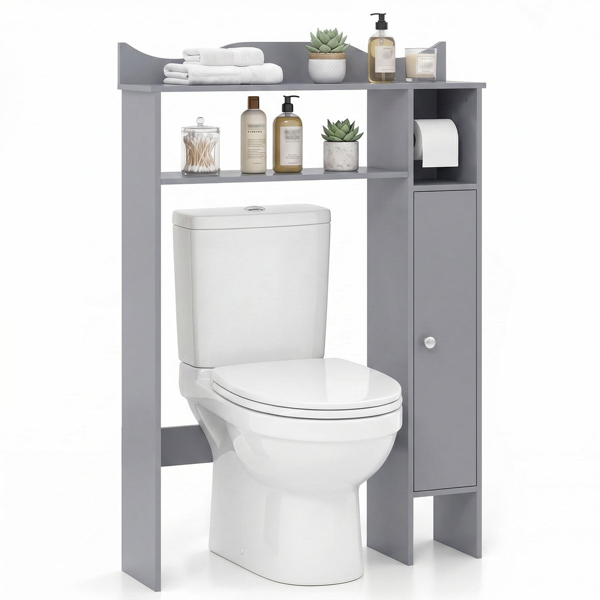 Wood Over the Toilet Bathroom Space Saver with Paper Holder and Shelf