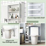 Over the Toilet Storage Cabinet with Adjustable Shelf and Bottom Bar