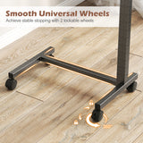 Overbed Table with Lockable Rolling Wheels and Sturdy H-Shaped Base for Hospital and Home Use-Walnut