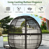 Oversized Patio Rattan Egg Lounge Chair with 4 Cushions