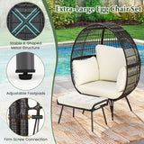 Oversized Patio Rattan Egg Lounge Chair with 4 Cushions