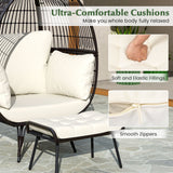 Oversized Patio Rattan Egg Lounge Chair with 4 Cushions