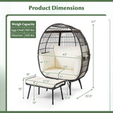 Oversized Patio Rattan Egg Lounge Chair with 4 Cushions