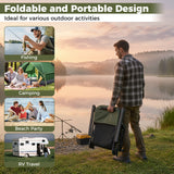 Oversized Foldable Fishing Chair with Detachable Footrest-Green