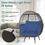 Oversized Patio Rattan Egg Lounge Chair with 4 Cushions