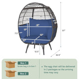 Oversized Patio Rattan Egg Lounge Chair with 4 Cushions