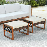 PE Rattan Wicker Ottomans Set of 2 with Removable Cushions-Beige