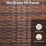 PE Rattan Wicker Ottomans Set of 2 with Removable Cushions-Beige