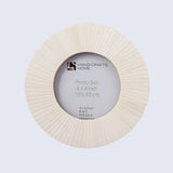 4x4 White Striped Round Picture Frame- Bone Inlay