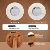 4x4 White Striped Round Picture Frame- Bone Inlay